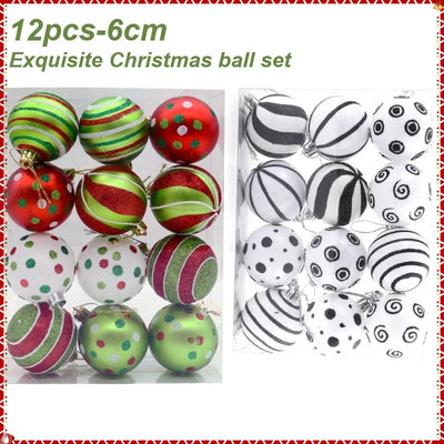 12pcs Christmas Ball Decoration Set 6cm Painted Electroplated Shiny Christmas Tree Decoration Ball Christmas Ball Party Pendants