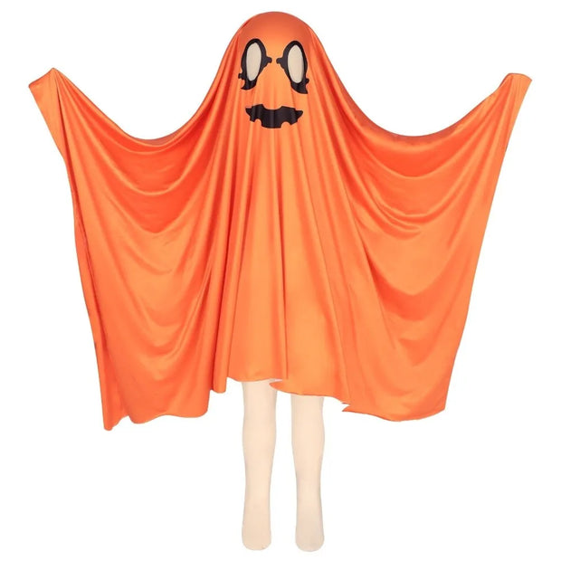 White Halloween Cloak Cape Fright Clothes Trick-or-Treat Spooky Pumpkin Cloak Black Eye Full Suit Ghost Cosplay Costume