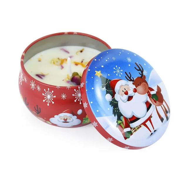 Christmas Candles Santa Claus Snowman Elk Tin Cans Candle Merry Christmas Decorations for Home Navidad Noel Xmas New Year Gifts