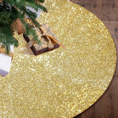 60/90/120cm Gold Christmas Tree Skirt Decoration Sequin Tree Skirt Red Silver Christmas Tree Decoration Bottom Apron Tree Skirt