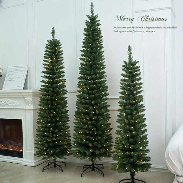 Artificial Christmas Tree Pointed Head PVC Pencil Green Christmas Tree 1.2m To 2.7m Home Christmas Atmosphere Decoration Supplie