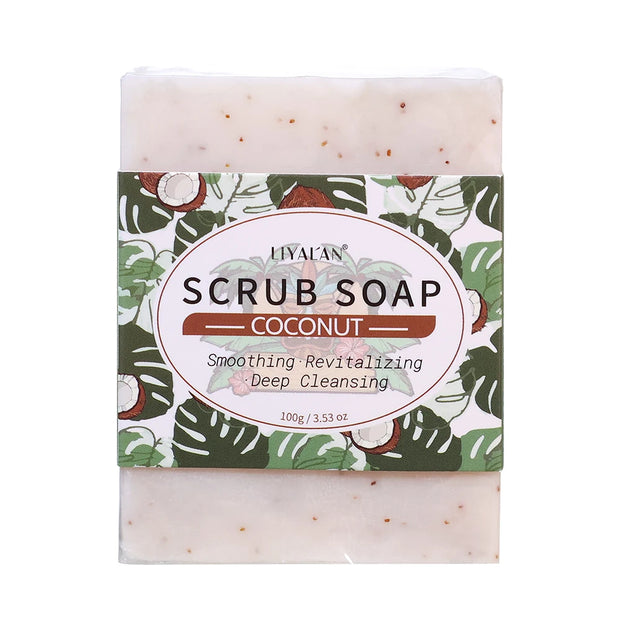 Coconut Exfoliating Scrub Soap Bar Deep Cleaning Bath Revitalizing Softens Cuticle Smooth Skin Jojoba Oil Moisturizing Body Wash