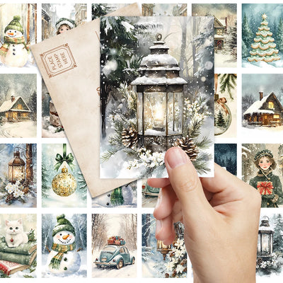 32pcs, Vintage Christmas Postcard, Green, Birthday/Anniversary Gift, Collectible, Suitable for Gift Giving, Can be Mailed.