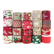 63mm Red Green Christmas Burlap Jute Ribbon Roll Wired Edge Wedding Decoration Gift Packing DIY Sewing Accessories Webbing