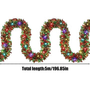 Christmas Tree Shiny Garland Light Christmas Streamers Ornaments Tinsel Garland with Led Lights Shiny Twist Christmas Decor
