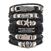 Fashion Bracelet Viking  Bracelet For Men Hand Bracelets Woven Skull Hand Jewelry Adjustable Leather Set viking man bracelet