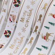 New 10/15/25mm 15 Meters Christmas Ribbon Printed Grosgrain Ribbon Tape For Handmade Design Christmas Decoration Gift Packing