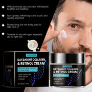 Collagen Anti Wrinkle Cream for Men Moisturizer Retinol Hyaluronic Acid Revitalizing Anti-Aging Reduce Fine Lines Night Lotion