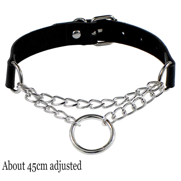 New Sexy Harajuku PU Leather Chain Heart Pendant Necklaces Women Men Punk Neck Gothic Black Pink Choker Necklace Cool Collar