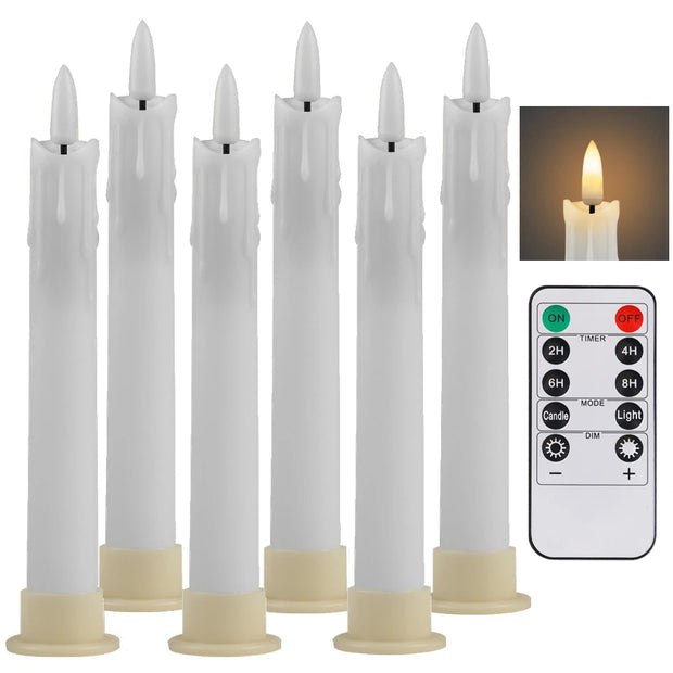 Flameless LED Taper Candles with Remote Flickering Electronic Candle Ivory/White Tea Lighting for Christmas Halloween Home Decor