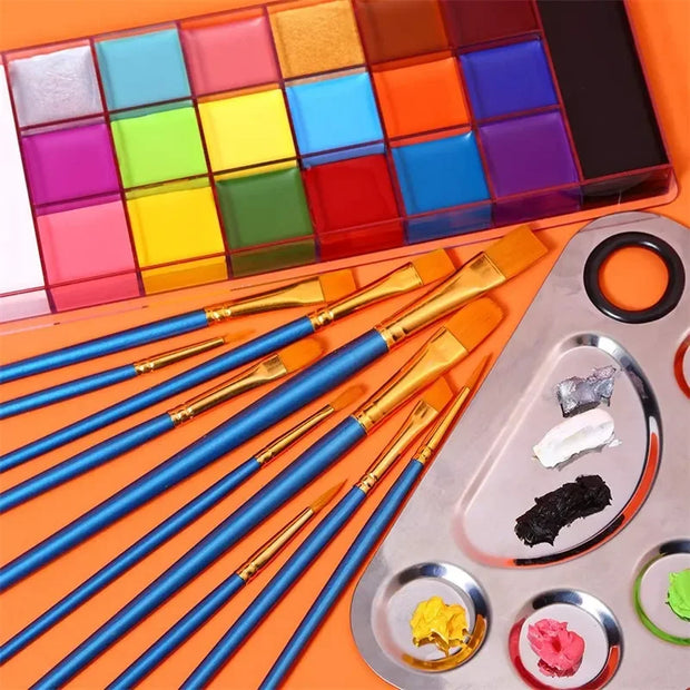 20 Color Body Painting Makeup KitWater Based Face Body Paint Art with 10 Artist Brushes for Halloween Christmas Costume Party
