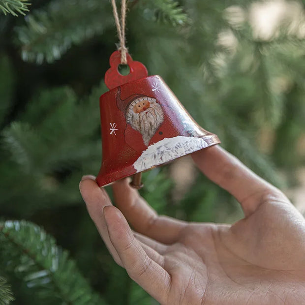Christmas Bells Ornaments, Retro Wrought Iron Photo Frame Decor, Xmas Tree Pendant for Home Festival Atmosphere Decorations