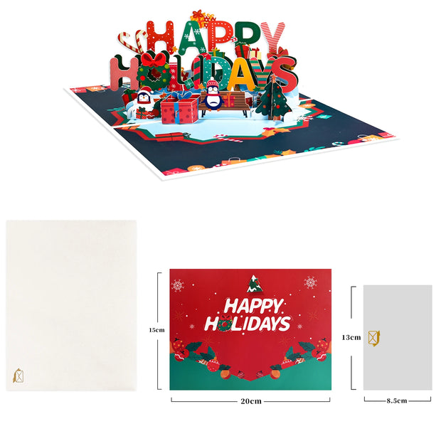 Merry Christmas Cards Christmas Tree Winter Gift Pop-Up Cards Christmas Decoration  Stickers Laser Cut New Year Greeting Cards