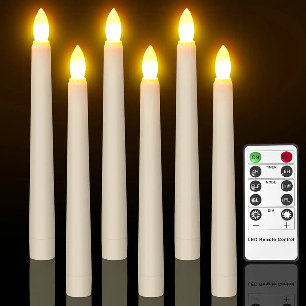 FPOO LED Flameless Taper Candles Tall Tapered Candle Battery Operated Warm White Flickering Flame Led Lights Handheld Home Decor