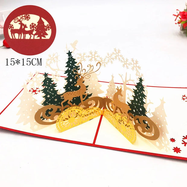 3D Pop UP Santa Cards Marry Christmas Greeting Cards Party Invitations Gifts New Year Greeting Card Anniversary Gifts Postcard