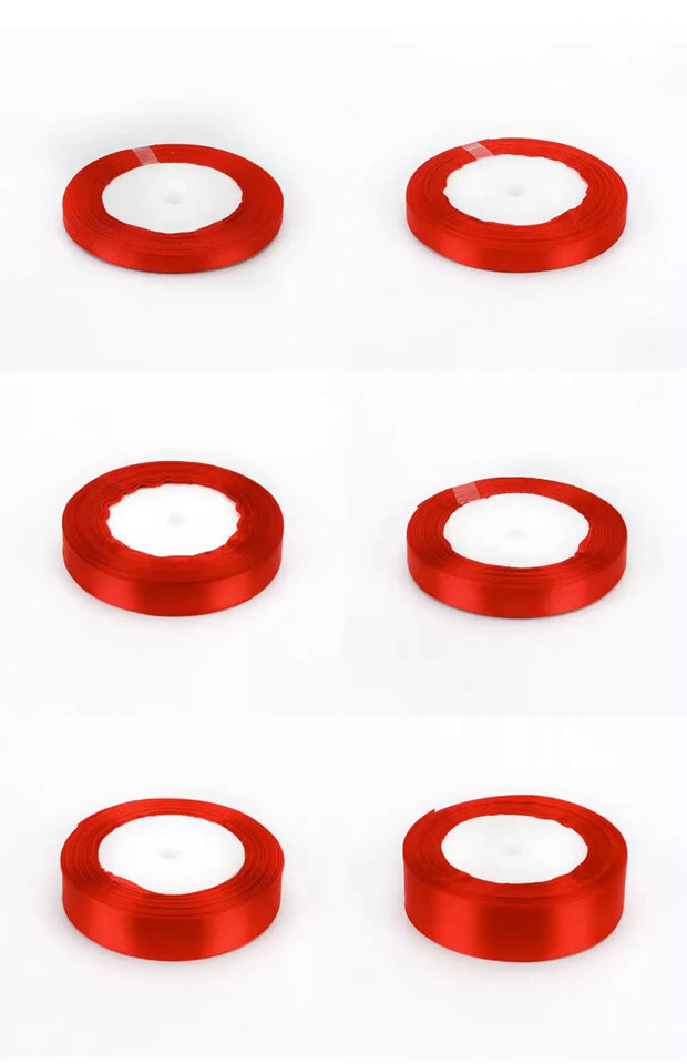 Red Satin Ribbon Wedding Christmas Halloween Party Decoration Gift Wrapping Scrapbooking Supplies DIY Bow Crafts Packing Tape