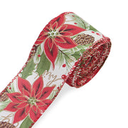 63mm Red Green Christmas Burlap Jute Ribbon Roll Wired Edge Wedding Decoration Gift Packing DIY Sewing Accessories Webbing