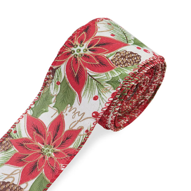 63mm Red Green Christmas Burlap Jute Ribbon Roll Wired Edge Wedding Decoration Gift Packing DIY Sewing Accessories Webbing