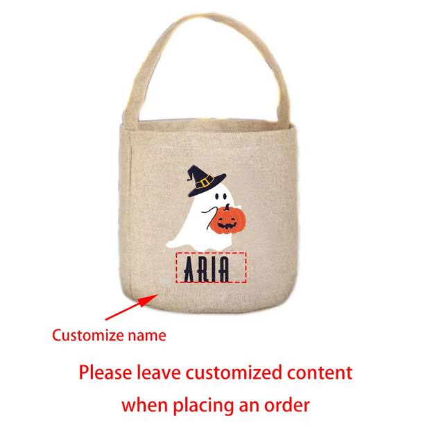 Personalized Trick or Treat Bag Halloween Spooky Ghost Candy Bucket Gift for Kid Cute Boo Basket Funny Party Decoration Supplies