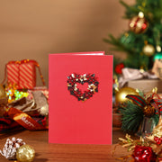 1pc Merry Christmas Pop-Up Card, Christmas Tree Woodland Reindeer Cardinal Poinsettia Greeting Card with Note Card and Envelop