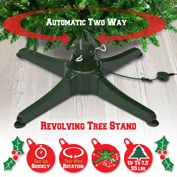 Christmas Tree Stand 360° Rotating Artificial Tree Bracket Electric Outlets Adjustable Universal Christmas Tree Metal Base 2023