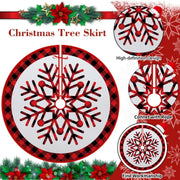 1pcChristmas Tree Skirt Snowflake Red Black White Plaid Christmas Carpet Decoration Mall Window Christmas Tree Base Skirt Decora