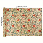1 Roll 10m Large Size Christmas Theme Gift Wrapping Paper Plant Leaves Flowers Decoration Kraft Paper DIY Gift Packaging Supplies
