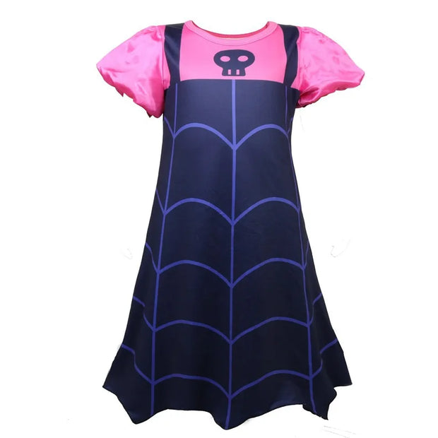 NEW Vampire Dress with Wings for Little Girls Vampirna Anime Role Playing Costume Toddler Halloween Bat Disguise Cute Purim Robe
