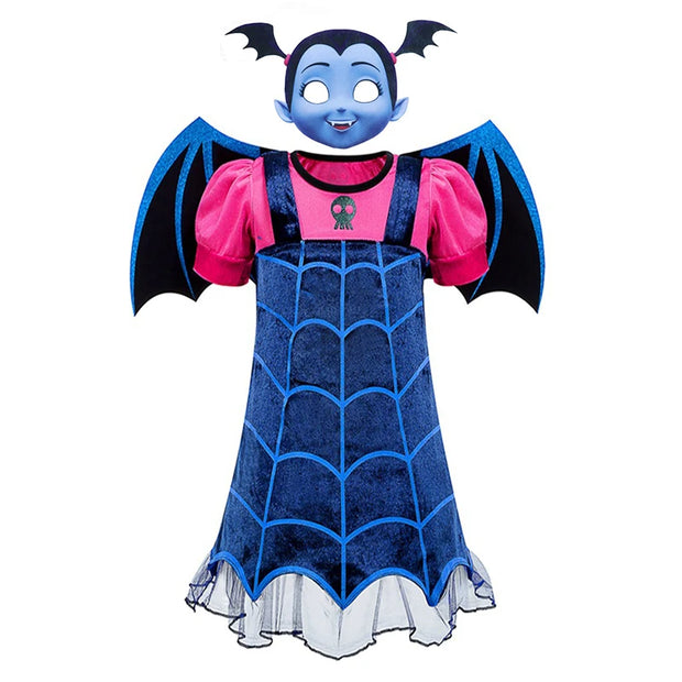 Girls Cosplay Vampirina Princess Dress Kids Charms Dress Up Christmas With Wings Vampire Halloween Costume Child Carnival Party