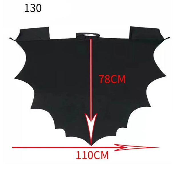 Unisex Halloween Black Bat Wing Cape Cloak Costume With Patch for Kids Child Boys Girls Vampire Dress Up Accessories