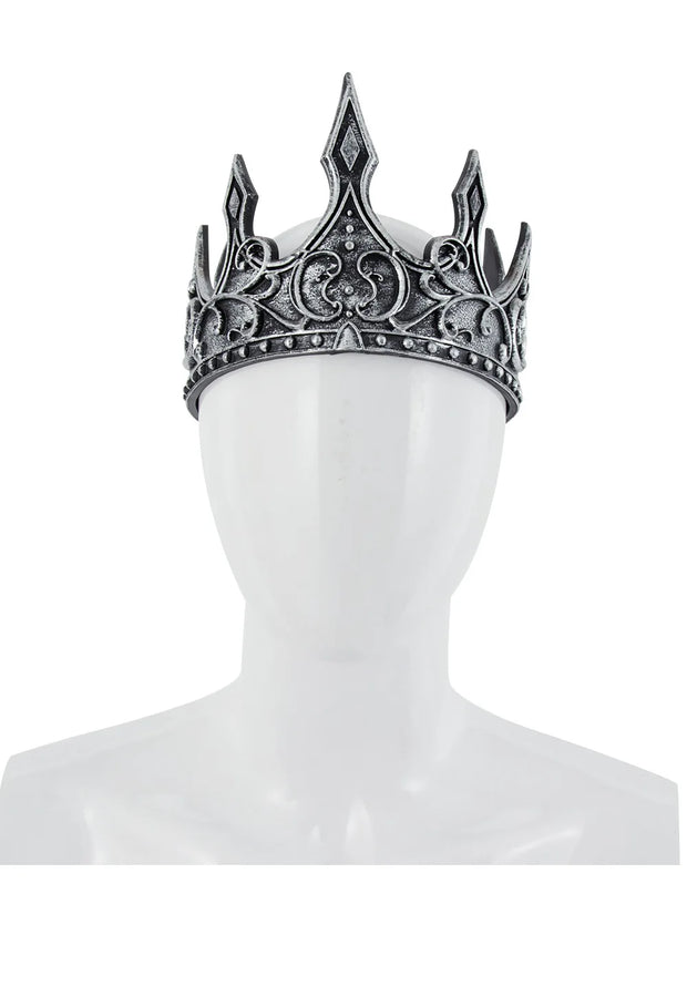 King Crown For Men Women Full Round PU Royal Birthday Prince Prom Kings Crown Medieval Headpiece Cosplay Halloween Tiara Costume