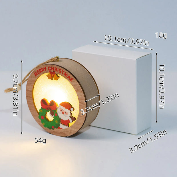 Christmas Wood Luminous Light Pendant Tabletop Decoration Christmas Ornament Holiday Home Wooden Christmas Tree Decoration