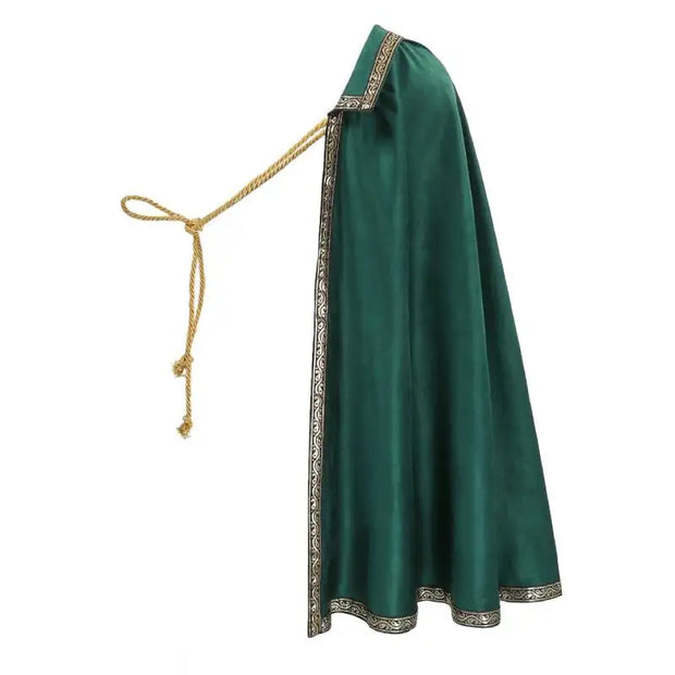 DAZCOS Medieval Tudor Cape Renaissance Cavalier Half Shoulder Shawl Black Hooded Shrug Ranger's Cloak LARP Costume Halloween