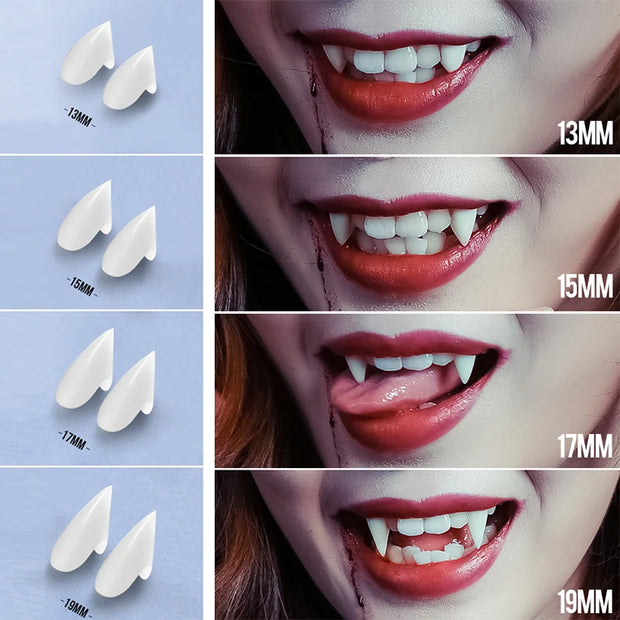 1Pair Vampire Teeth Zombie Fangs Halloween Props Apparel Accessories DIY Solid Denture Adhesive Cosplay Masquerade Decoration