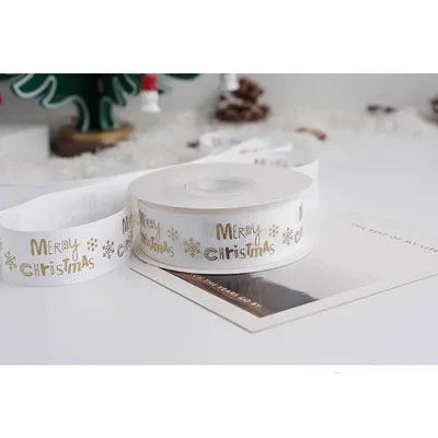 New 10/15/25mm 15 Meters Christmas Ribbon Printed Grosgrain Ribbon Tape For Handmade Design Christmas Decoration Gift Packing