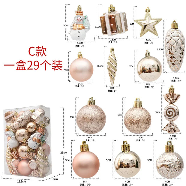 29/36/40pcs Champagne Special-shaped Christmas Ball Ornaments Christmas Tree Party Decoration New Year Christmas Spheres Pendant