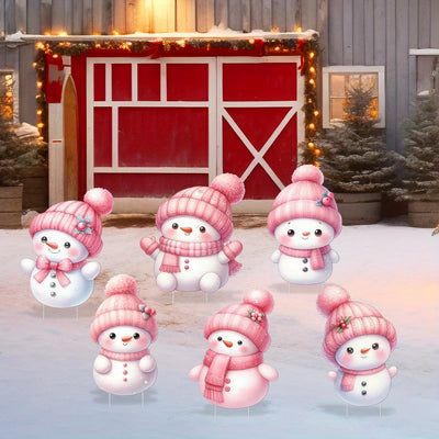 10 Christmas snowman decorations, made of plastic hollow boards and rods, for festive atmosphere decoration.