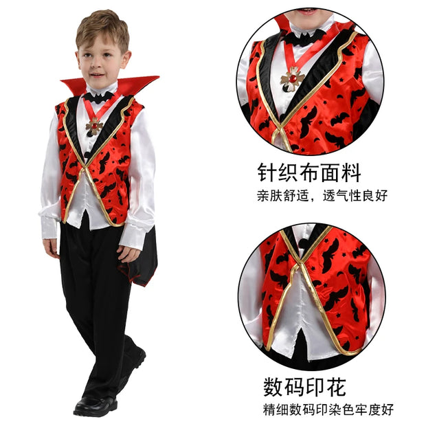 Halloween Boy Vampire Costume ,Boy Devil Role-playing Outfit,Children Carnival Live Performance Dress Up