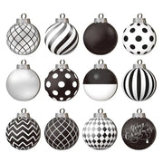 8/6/5/4/3cm Christmas Balls Black White Hand-Painted Hanging Ball Xmas Tree Pendants Ornaments Home Decor 2025 New Year Gifts