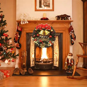 Artificial Merry Christmas Wreath with Bow Christmas Door Hanging Rattan Ornament Garland Christmas Suitable for Home Decoration