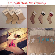 6pcs/set Large Burlap Christmas Stockings Jute Xmas Stocking Plain Fireplace Decor Decoration Sock Christmas Tree Ornaments