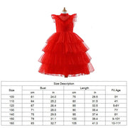 Lydia Deetz Costume For Girl Red Weeding Dress Halloween Beetlejuice Child Up Party Tunic+Headscarf+Glove Set Frock
