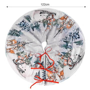 Christmas Tree Skirt Xmas Tree Mat Plush Trees Skirts Flowers Surround Bottom Carpet Base Round Cover Rug New Year Party Decor