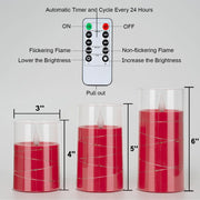 3Pcs Flickering Flameless Candles Battery Operated Candles LED Candles with Remote Timer for Home Halloween and Christmas Decor