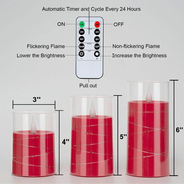 3Pcs Flickering Flameless Candles Battery Operated Candles LED Candles with Remote Timer for Home Halloween and Christmas Decor