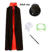 Adult Boy Halloween Magician Cosplay Costumes Vampire Prince Cloak Cape Hat Magic Wand Gloves Set for Family party magic show