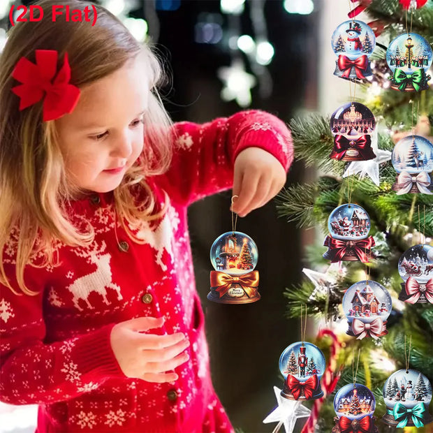 Christmas Snow Scene Wooden Pendants Merry Christmas Decorations for Home 2025 Navidad Natal Xmas Tree Hanging Ornament New Year