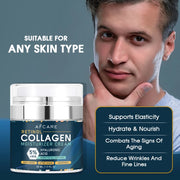8% Men's Collagen Moisturizing Cream Skincare Fade Facial Wrinkles Hyaluronic Acid Firming Skin Vitamin E Moisturizer