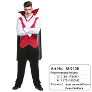 Halloween Male Vampire Cosplay Costume with Shirt/ Pants/ Vest/ Cloak，Men's Carnival Party Devil Dress Up