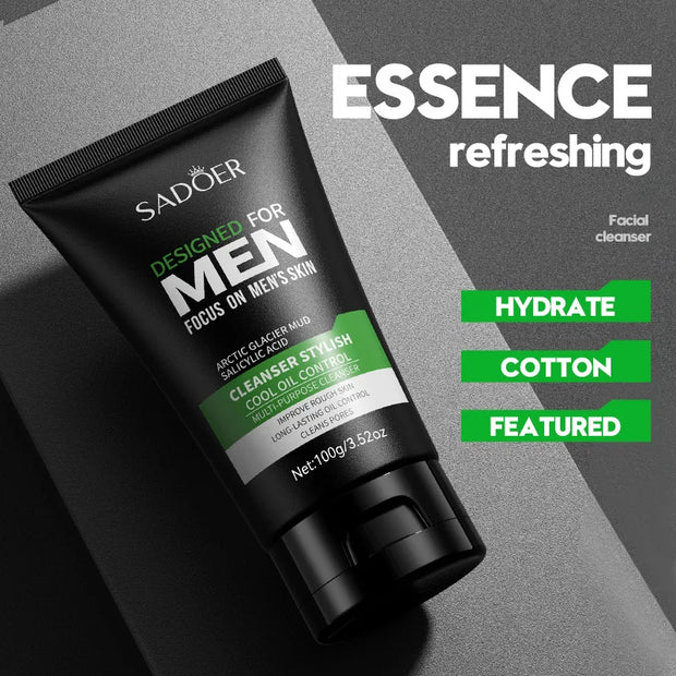Men's Facial Cleanser Deep Clean Improve Oily Face Wash Cream Face Wash Foam Brightening Rejuvenation Face Cleanser Skin Care